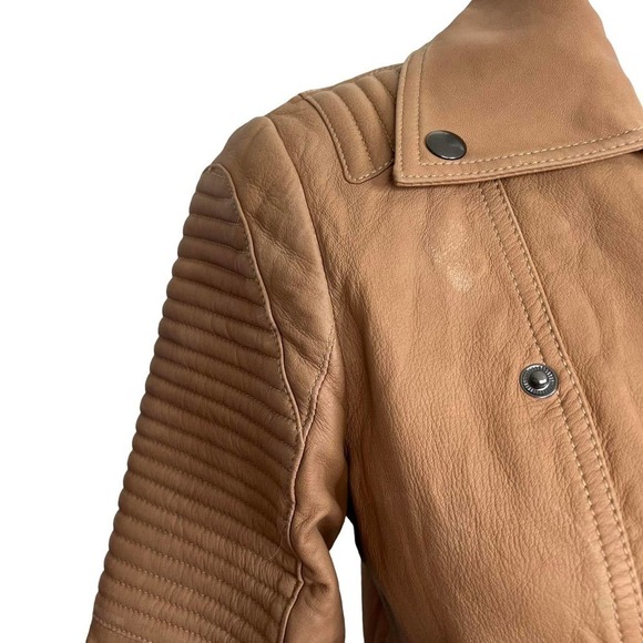 FIRTH Lamb's Leather Jacket Tan Moto Size‎ S - Picture 5 of 14